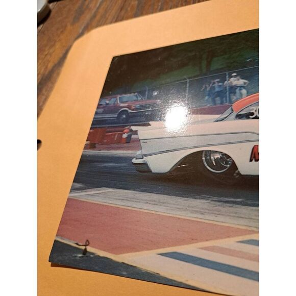 Jeff & Angie Littleton Mr. Shoebox 1957 Chevy Drag Car Postcard Vintage - Picture 2 of 5